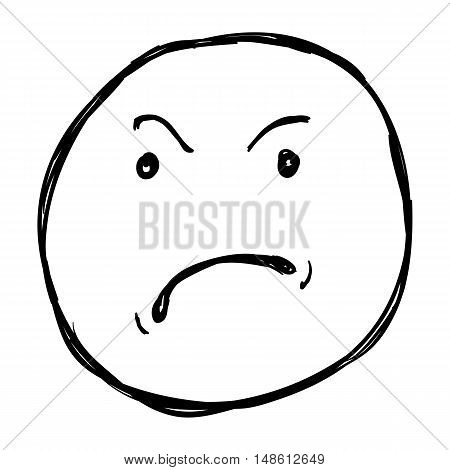 Vector Single Sketch Emoticon - Mad Smiley
