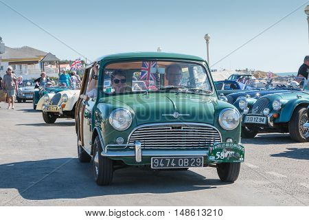 Sables d Olonne France - September 23 2016 : English vintage car rally in the streets of the city 