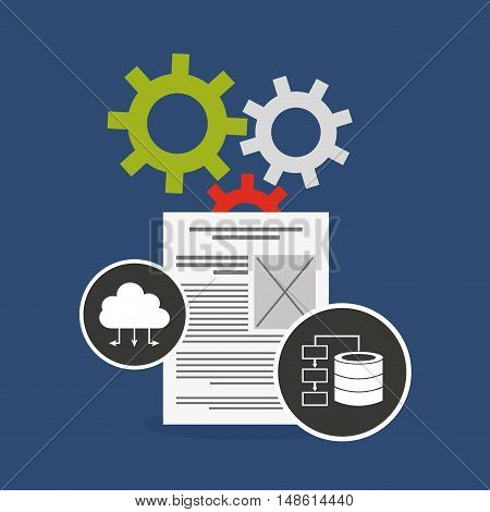big data center flat icons vector illustration design