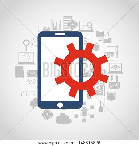 big data center flat icons vector illustration design