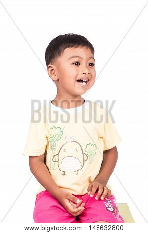 portrait  of happy little boy amile laughing