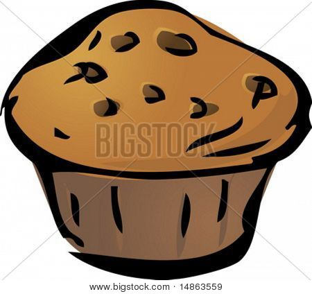 Cupcake illustration håndtegnede lineart skitse chocolate chip