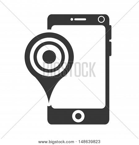smartphone mobile phone and ubication pointer. navigation and technology device. vector illustration