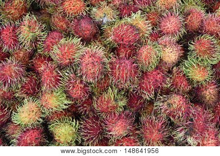 Rambutan, Rambutans , Rambutans Background, Rambutan In Plastic Box , Red Rambutan , Ripe Rambutan ,