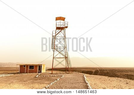 Iron watch tower, miradores, to view Nazca lines, Peru