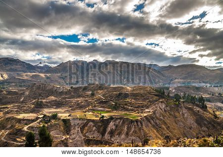 Colca Canyon view from hiking path in Chivay, near Arequipa, Peru
