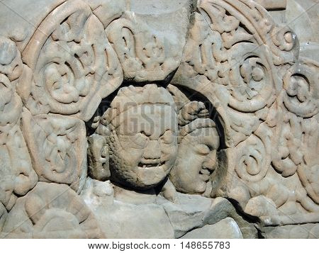 Architectural details of historic Kangra Fort's temple complex in
northern India