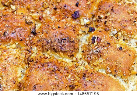 Close up of tasty buckwheat cake. This dish is similar to bread made from buckwheat.