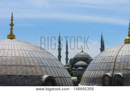 The Blue Mosque And Saint Sophie Cathedral, Istanbul, Turkey.