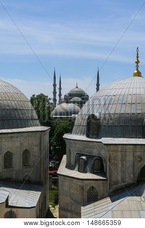 The Blue Mosque And Saint Sophie Cathedral, Istanbul, Turkey.