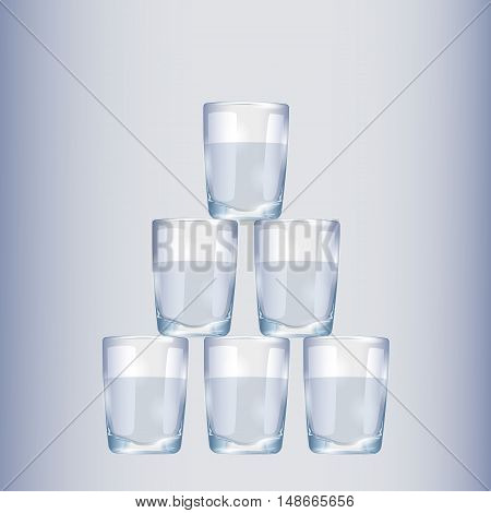 Empty drinking glass cup. Transparent glass on the white background