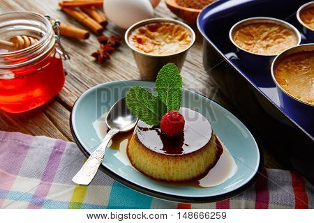 Custard Creme Caramel Flan dessert bain marie oven cooked