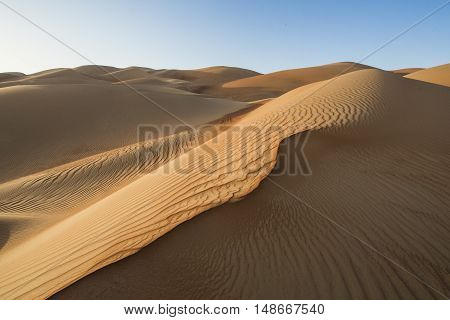 Sandtunes in Liwa desert in Aby Dhabi UAE at sunrise