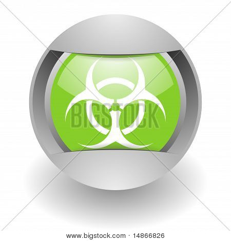 icône glosssy verte Biohazard acier