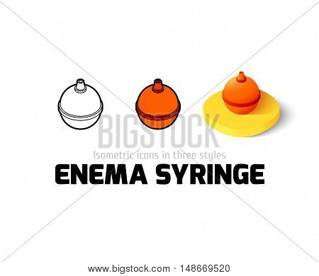 Enema syringe icon, vector symbol in flat, outline and isometric style
