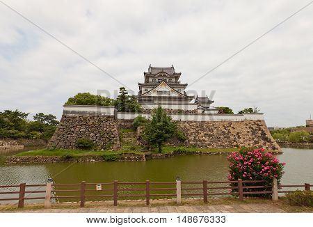 KISHIWADA JAPAN - JULY 24 2016: Kishiwada castle Japan. Erected in 1585 burned down in 1827 reconstructed in 1954