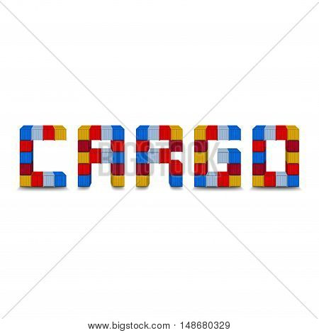 Cargo word from colofrul containers isolated on white background vector