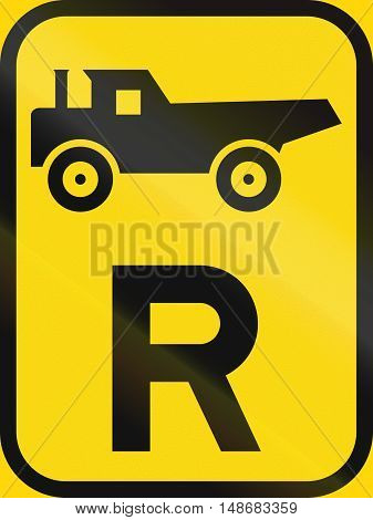 Temporary Road Sign Used In The African Country Of Botswana - Reservation For Construction Vehicles