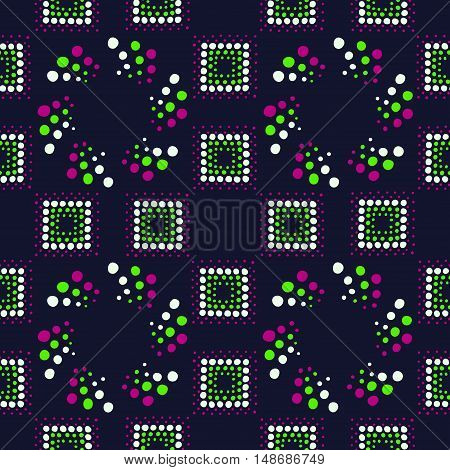 Colorful hand drawn geometric print. Vector seamless pattern with ethnic ornament for design textile, fabric, wrapping paper, package, wear, accessories.