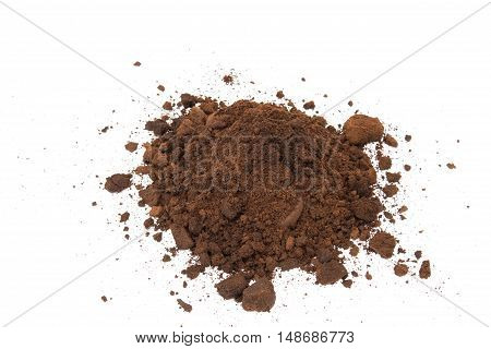 Coffee ground on white background for skin body care