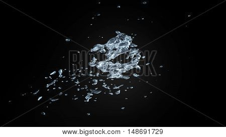 Watersplash On Black Background 3D Rendering