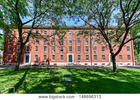 Boston, Massachusetts - September 5, 2016: Harvard Dorm Building on the campus in Boston Massachusetts.