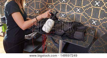 EMS electro stimulation suit wet cleaning detail