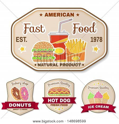 Vintage Fast Food Badge, Banner Or Logo Emblem.