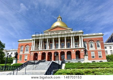 Boston, Massachusetts - September 5, 2016: The Massachusetts State House also called Massachusetts Statehouse or the 