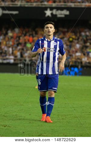 VALENCIA, SPAIN - SEPTEMBER 22nd: Torres during Spanish soccer league match between Valencia CF and Deportivo Alaves at Mestalla Stadium on September 22, 2016 in Valencia, Spain