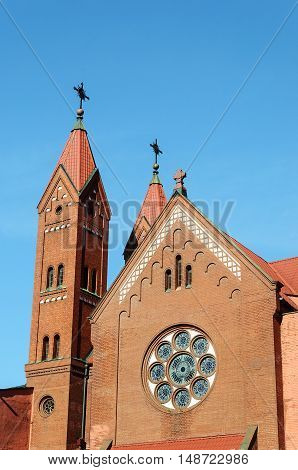 Top of Roman catholic church of St.Simon and St.Helena in Minsk Belarus
