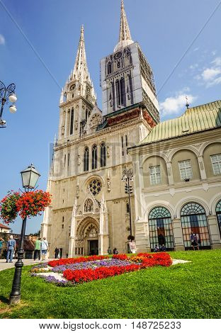 Zagreb Croatia - Sept 9 2014. The Cathedral in Zagreb Croatia