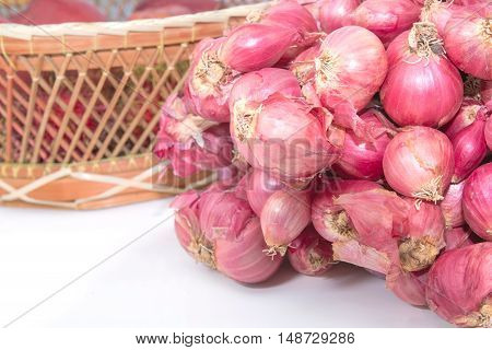 The shallots isolated on a white background.