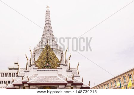 City pillar shrine of Bangkok on twilight sky day Thailand.