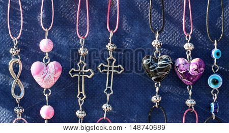 picture of a cheap jewelry at a flea market.