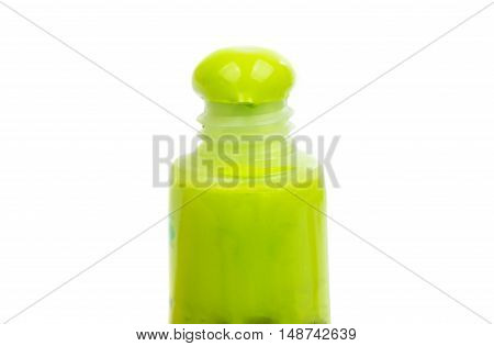 colored acrylic paint in a tube isolated on white background