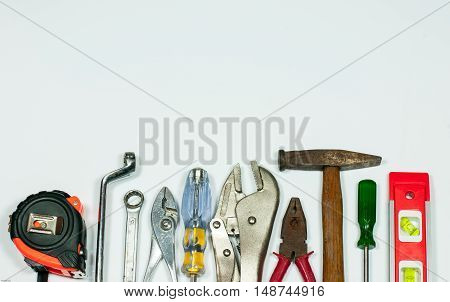 Tool water level measuring on white background
