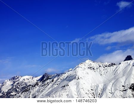 Snow Mountain At Sunny Winter Day.
