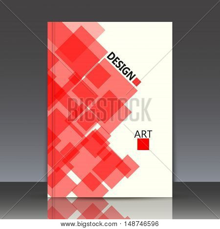 Abstract composition polygonal lozenge construction square block red diamond box surface crystal facets a4 brochure title sheet rhombus logo business trademark icon EPS 10 vector