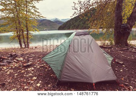 Hicker's tent in the mountains