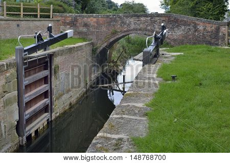 Restored Ham Mill Lock Gates & Bridge Thames & Severn Canal Thrupp Stroud Gloucestershire