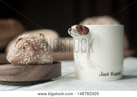 breakfast in the morning, coffee bread cereal, wheat gain bread, healhty