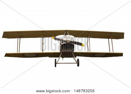 Vintage Propeller Biplane Isolated on White Background