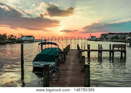 Long Beach Island NJ. USA - JULY 23 2016. Peacefull life in Little Egg Harbor New Jersey repaired after Hurricane Sandy in 2012