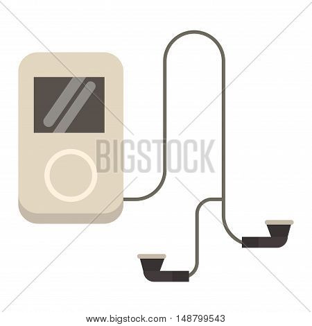 Portable music device and music player vector cartoon digital design. Technology media modern device music player and communication multimedia stereo music player, portable button smartphone.
