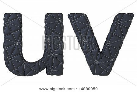 Minúsculas cosida cuero fuente U V Letras