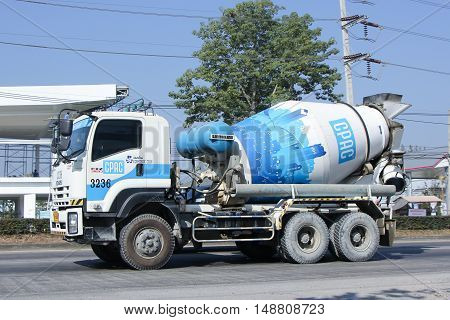 CHIANG MAI, THAILAND - JANUARY 5 2015:  Concrete truck of CPAC Concrete product company. Photo at road no.121 about 8 km from downtown Chiangmai, thailand.