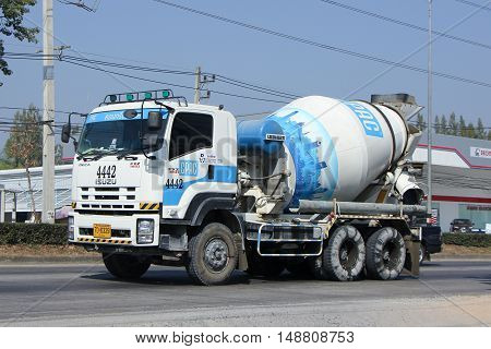 CHIANG MAI, THAILAND - JANUARY 5 2015:  Concrete truck of CPAC Concrete product company. Photo at road no.121 about 8 km from downtown Chiangmai, thailand.