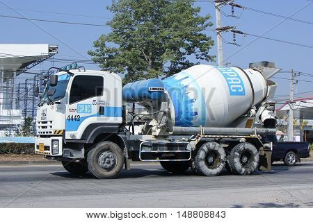 CHIANG MAI, THAILAND - JANUARY 5 2015:  Concrete truck of CPAC Concrete product company. Photo at road no.121 about 8 km from downtown Chiangmai, thailand.