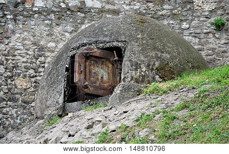 View of an old concrete bunker militarily